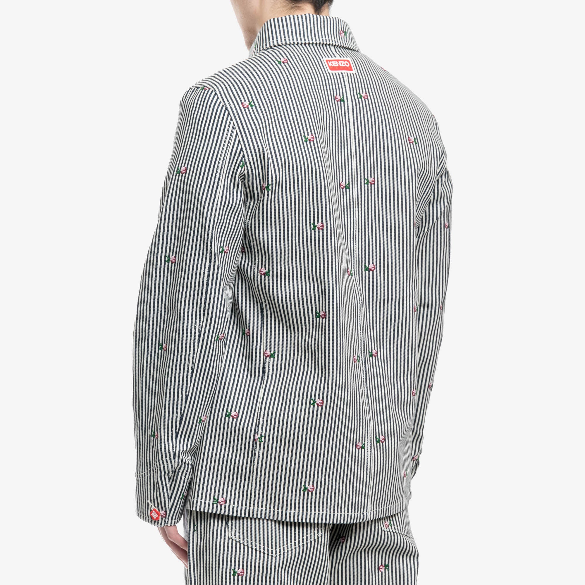 Kenzo Rinse Striped Workwear Denim Jacket Rinse Blue Denim - 4