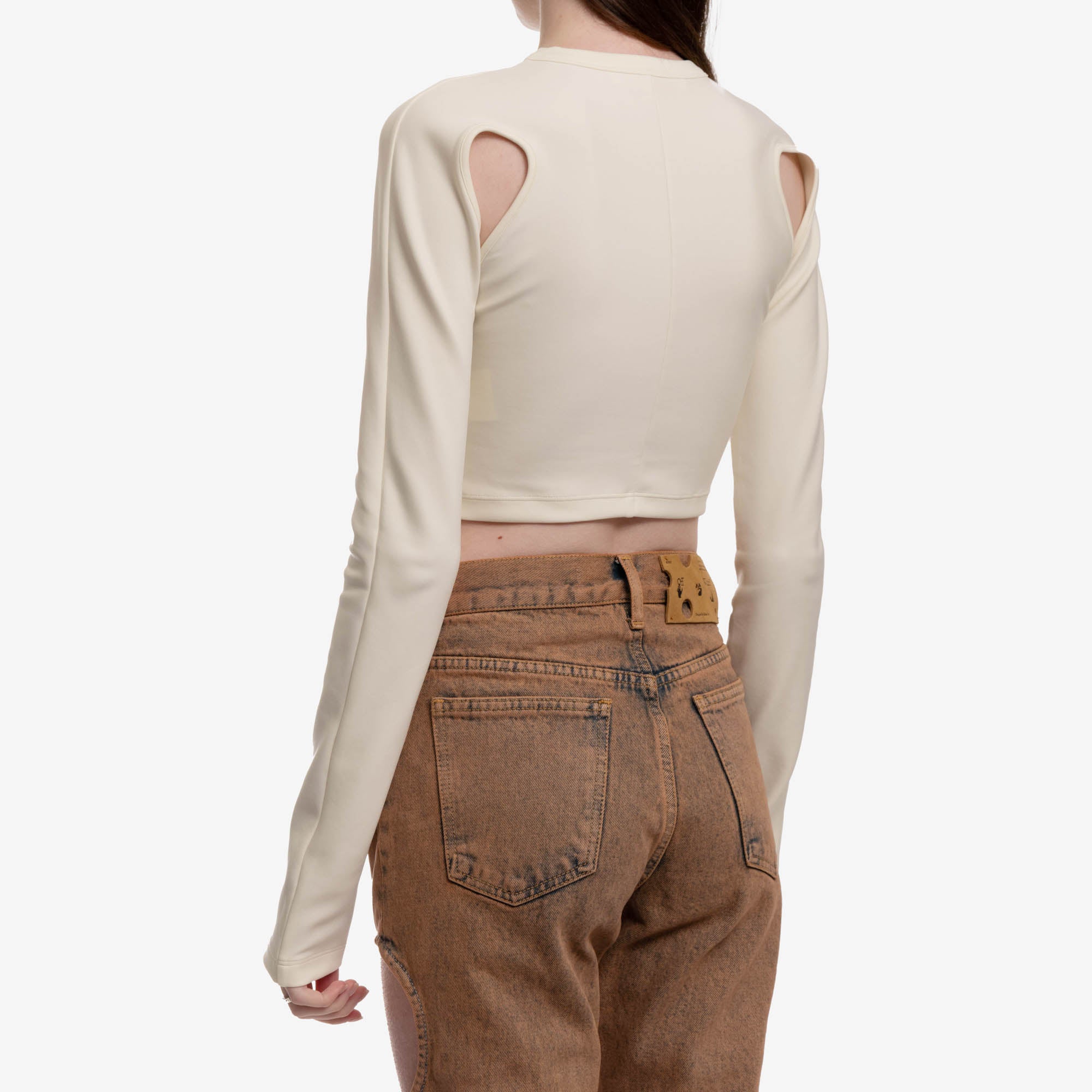 Off - White Womens Sleek Ls Crop Top WHITE - 4