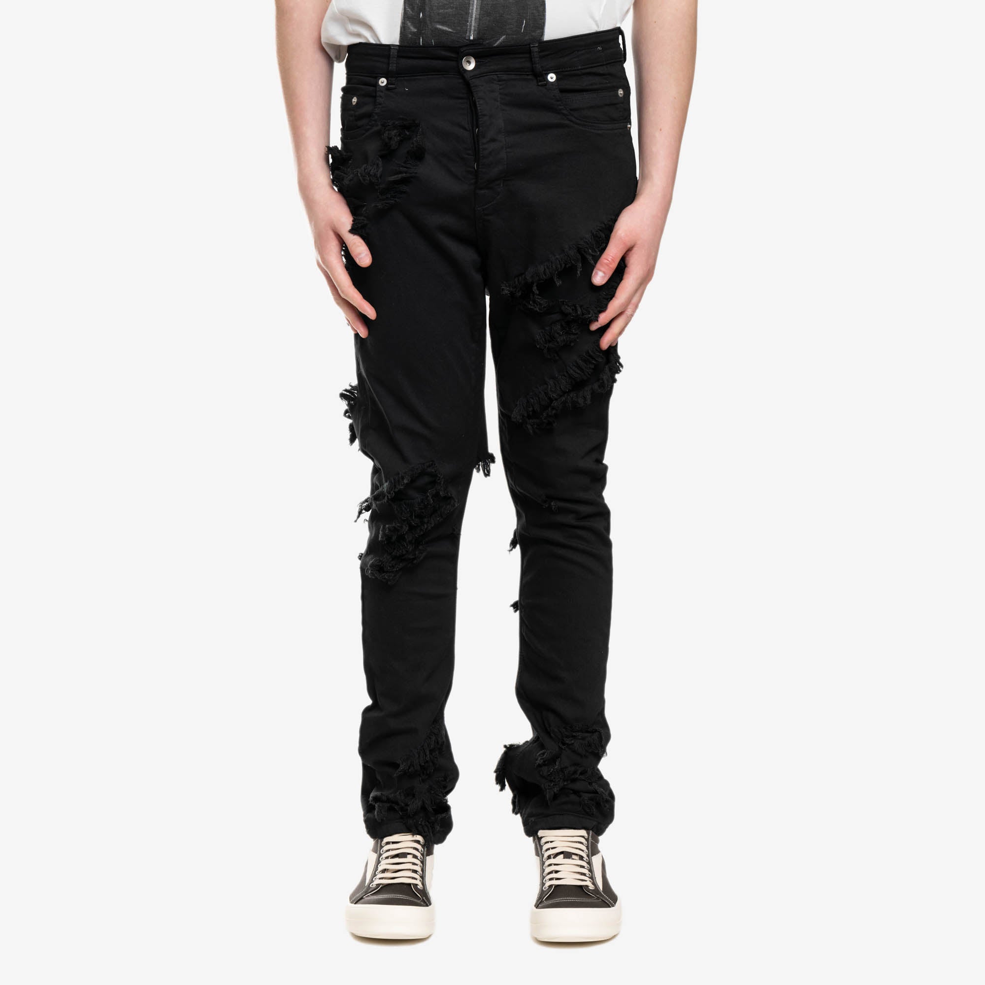 Rick Owens DRKSHDW EDFU Detroit Cut Slash Denim Black - 1