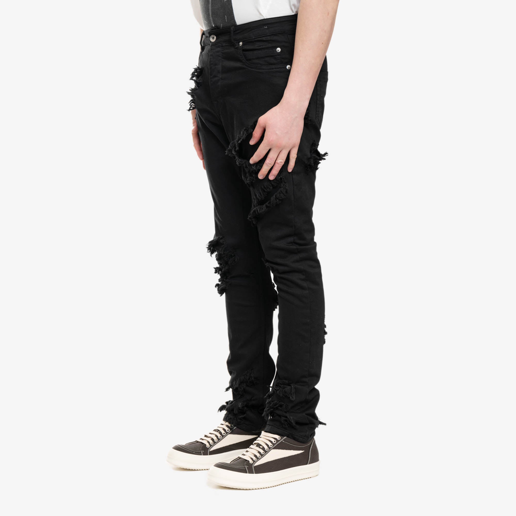 Rick Owens DRKSHDW EDFU Detroit Cut Slash Denim Black - 3