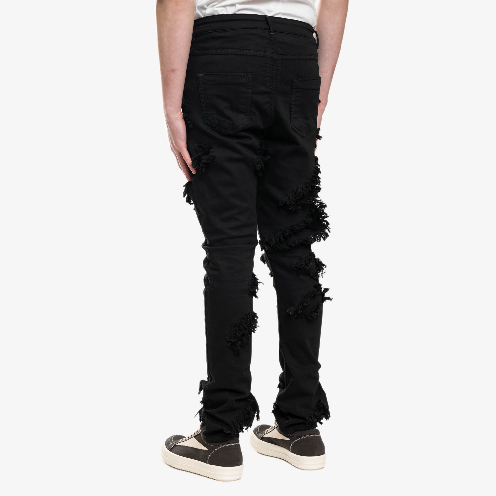 Rick Owens DRKSHDW EDFU Detroit Cut Slash Denim Black - 4