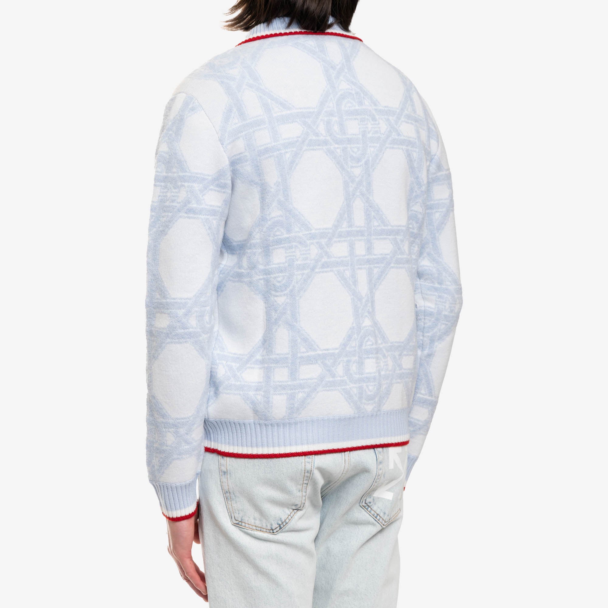 Casablanca Le Monogramme D'Osier Zip Cardigan Light Blue - 4