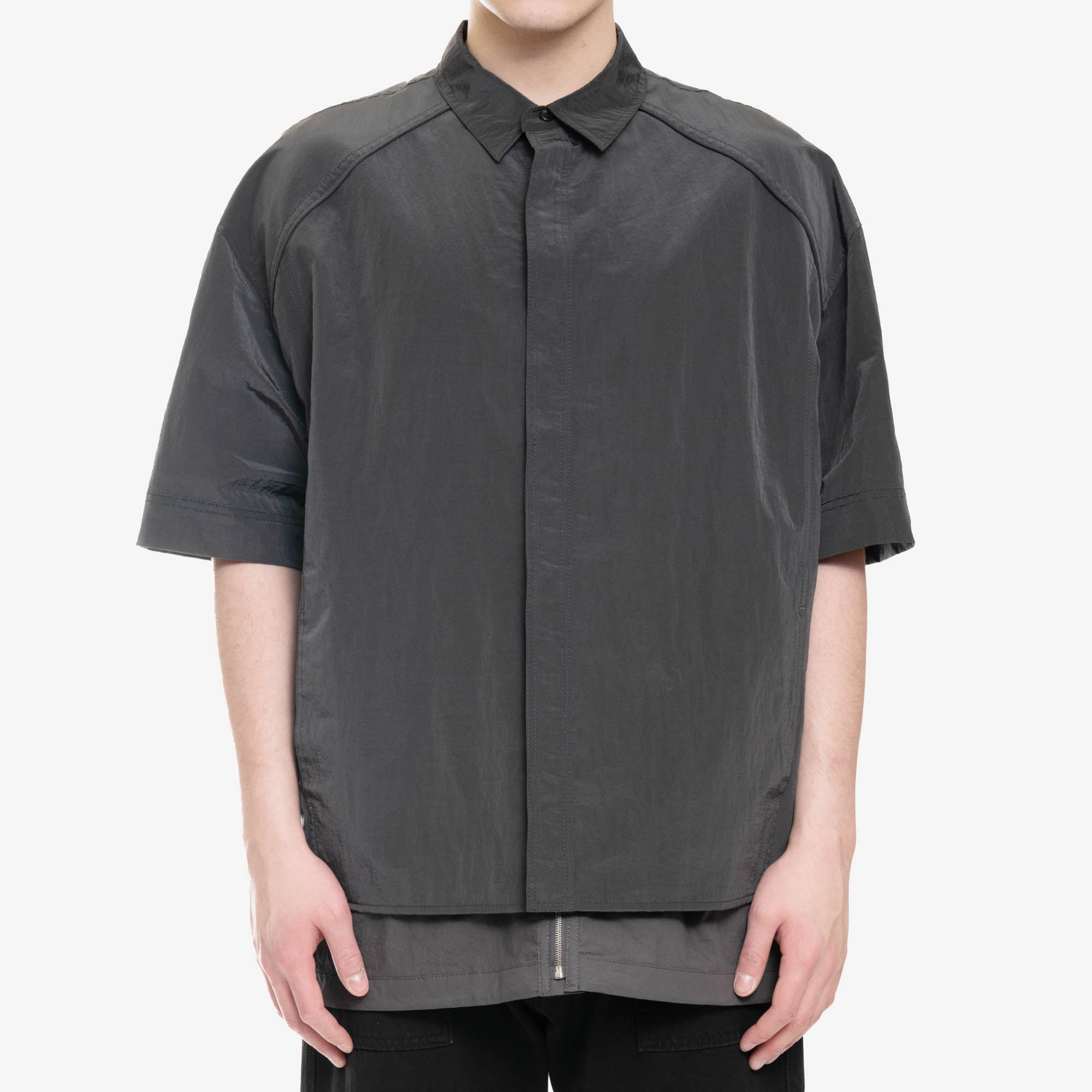 Juun.J Double Layer SS Zip Up Shirt Grey - 1