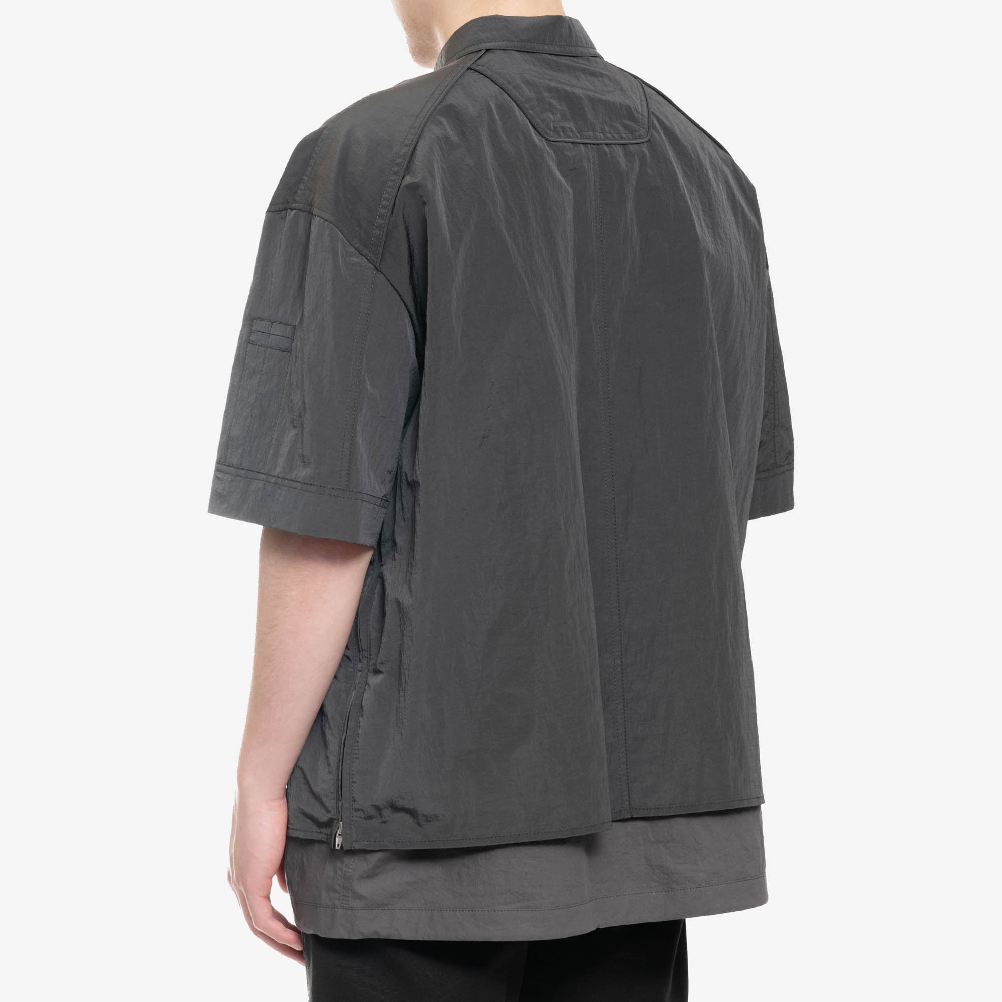 Juun.J Double Layer SS Zip Up Shirt Grey - 4