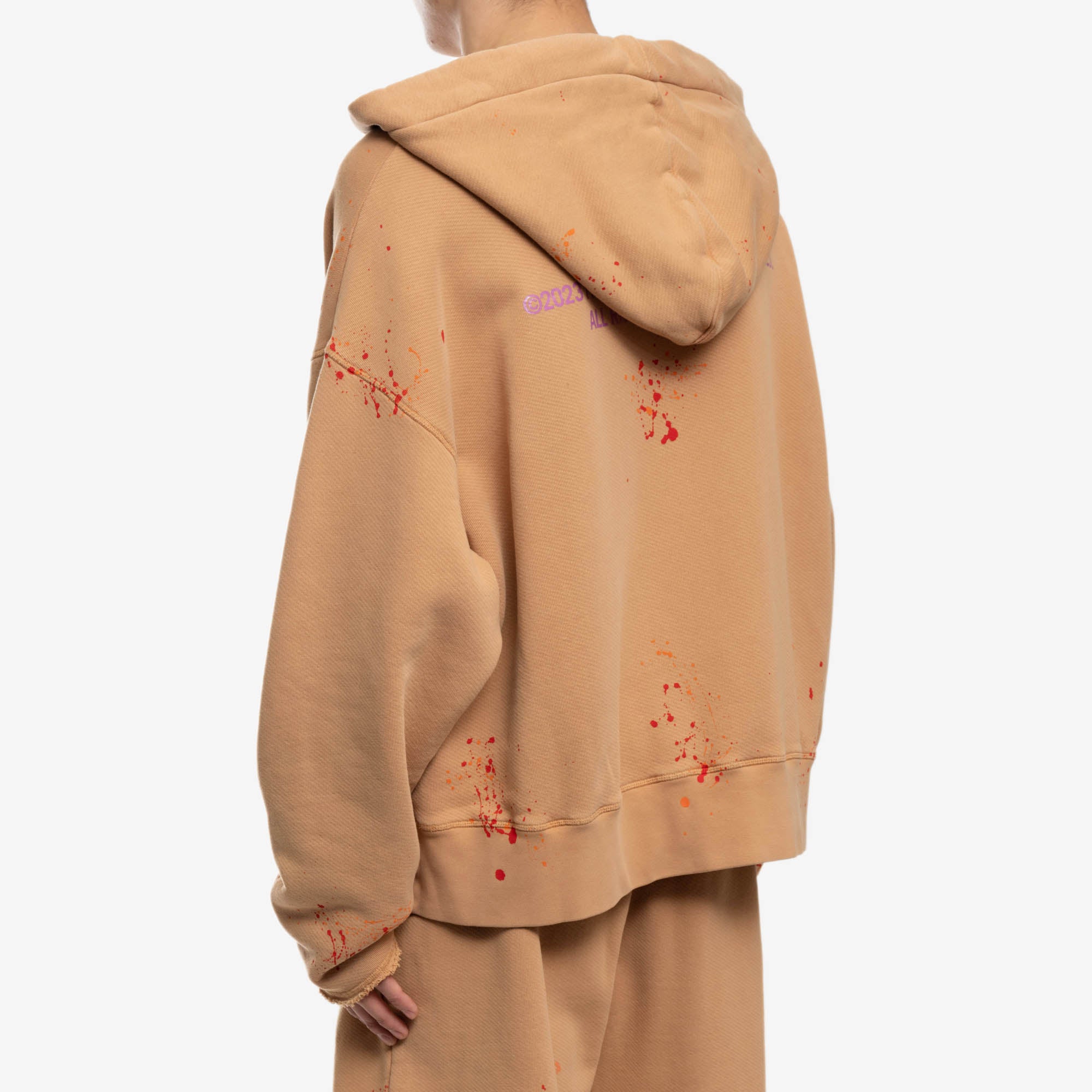 Palm Angels PxP Painted Raw Cut Hoody Camel - 4