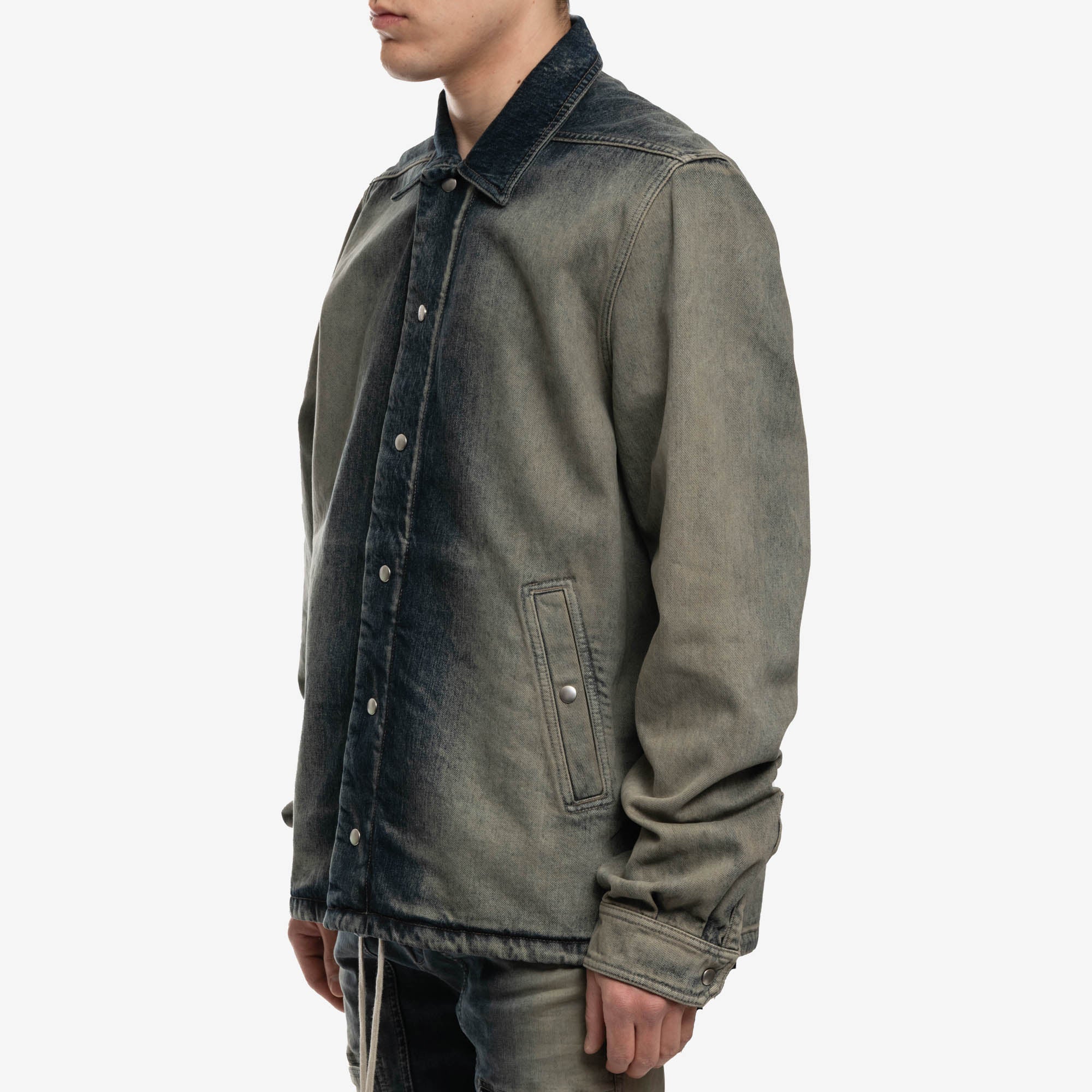 Rick Owens DRKSHDW EDFU Snapfront Denim Jacket Mineral Pearl - 3
