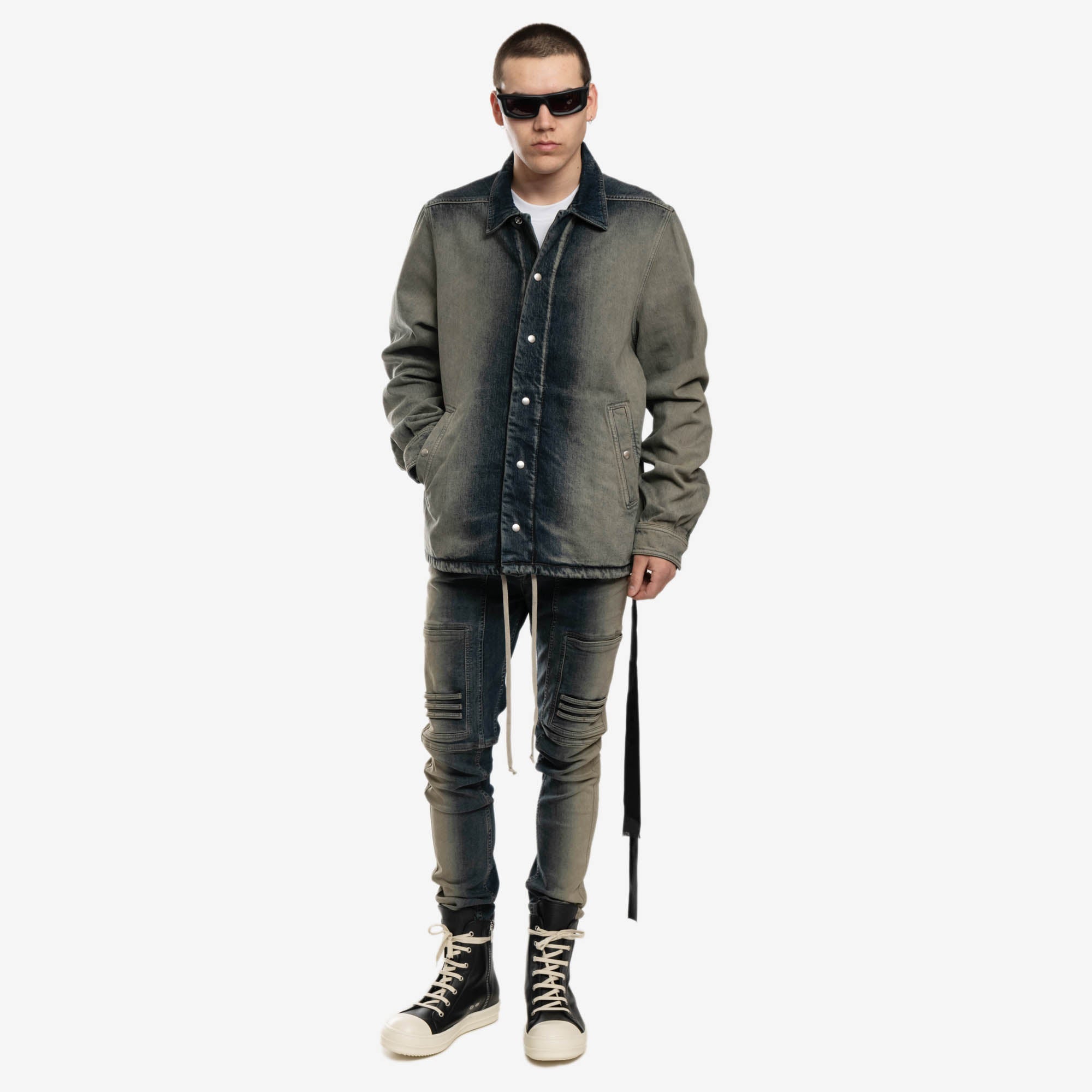 Rick Owens DRKSHDW EDFU Snapfront Denim Jacket Mineral Pearl - 2