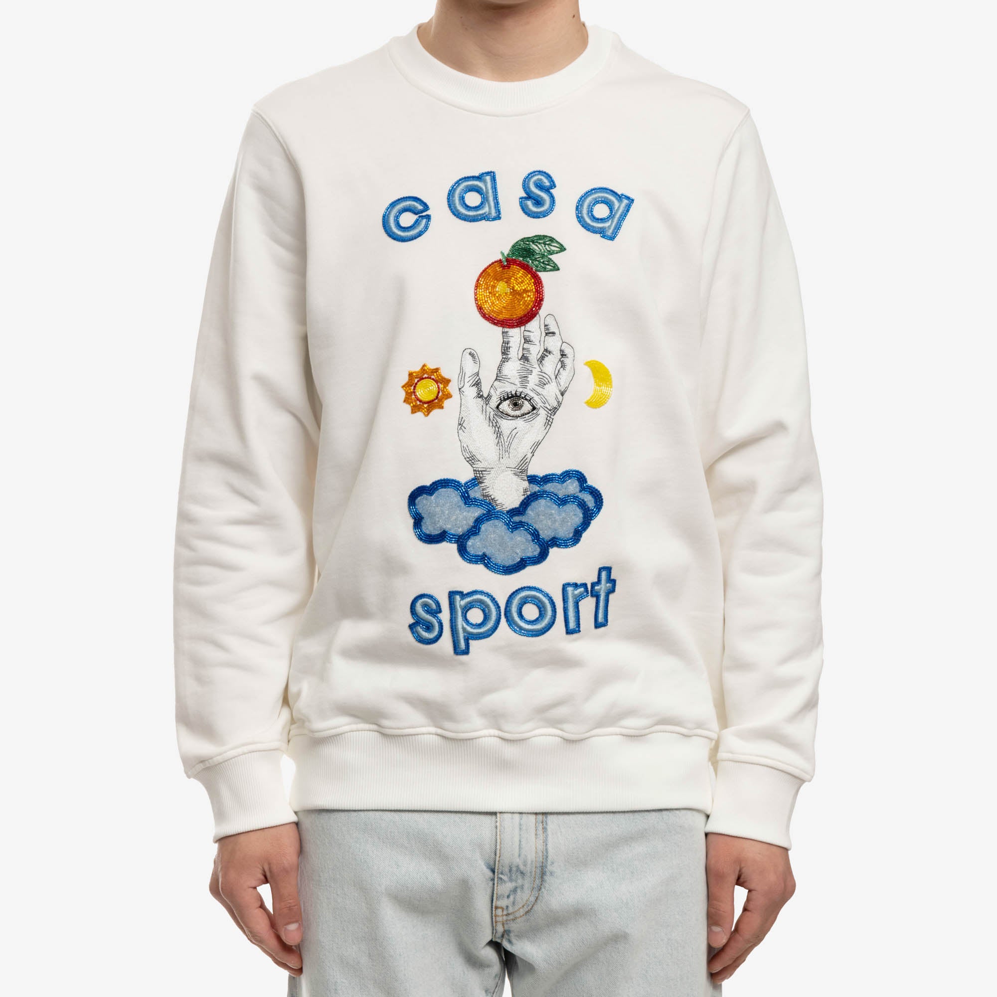 Casablanca Casa Talisman Beaded Sweatshirt Off White - 1
