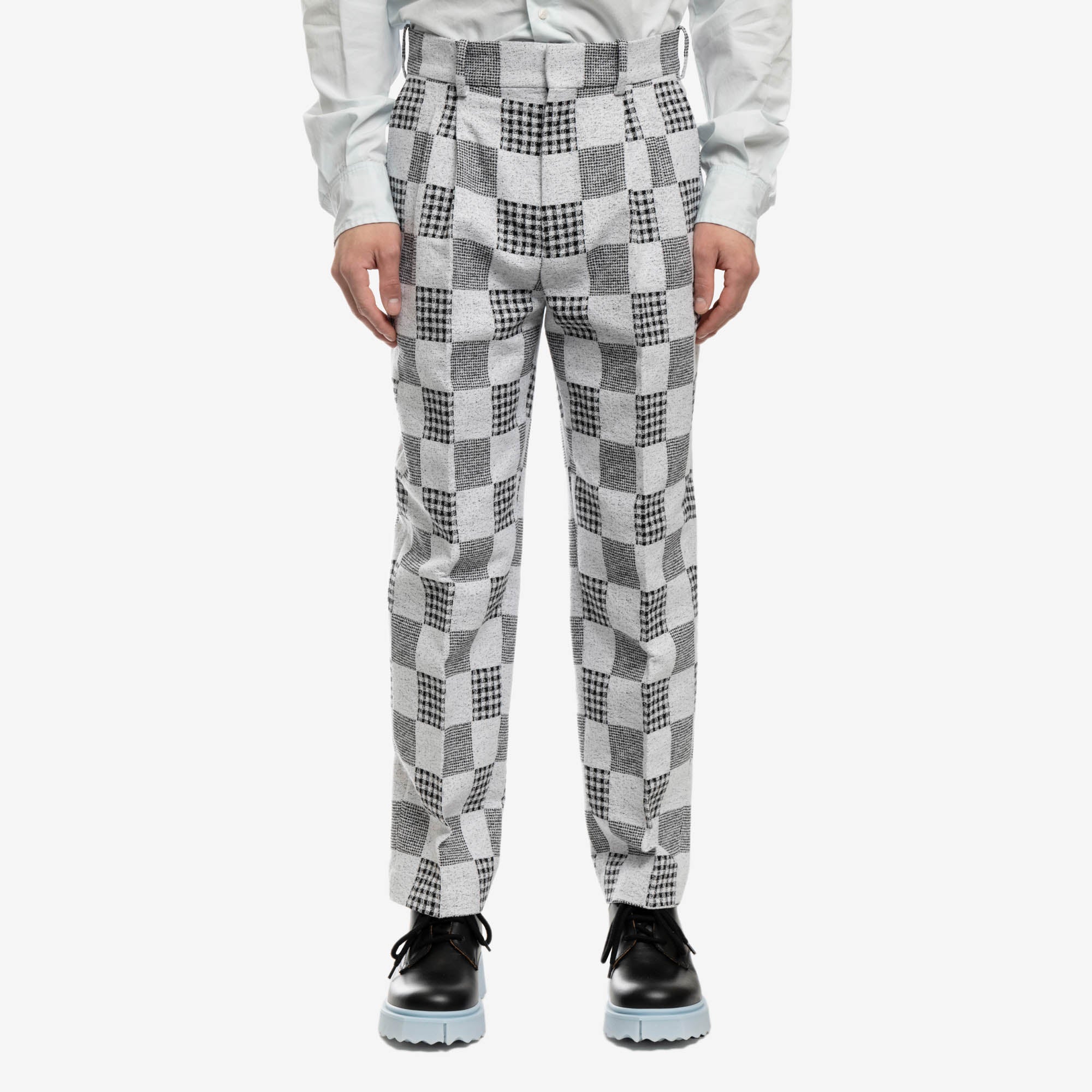 Kenzo Patchwork Jacquard Pleat Pants Midnight Blue - 1