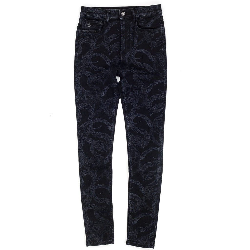 Marcelo Burlon Womens All Over Snake Skinny Jeans Black - 4