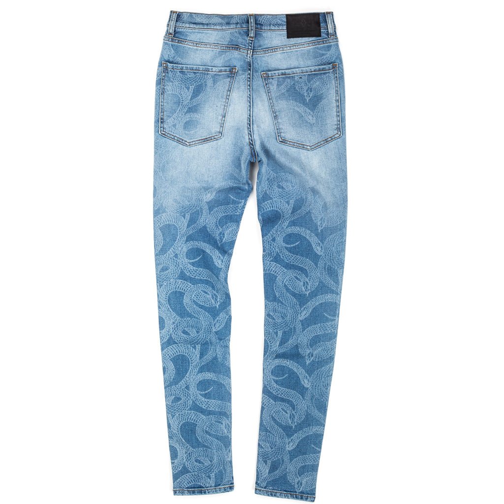 Marcelo Burlon Womens All Over Snake Skinny Jeans Blue - 5