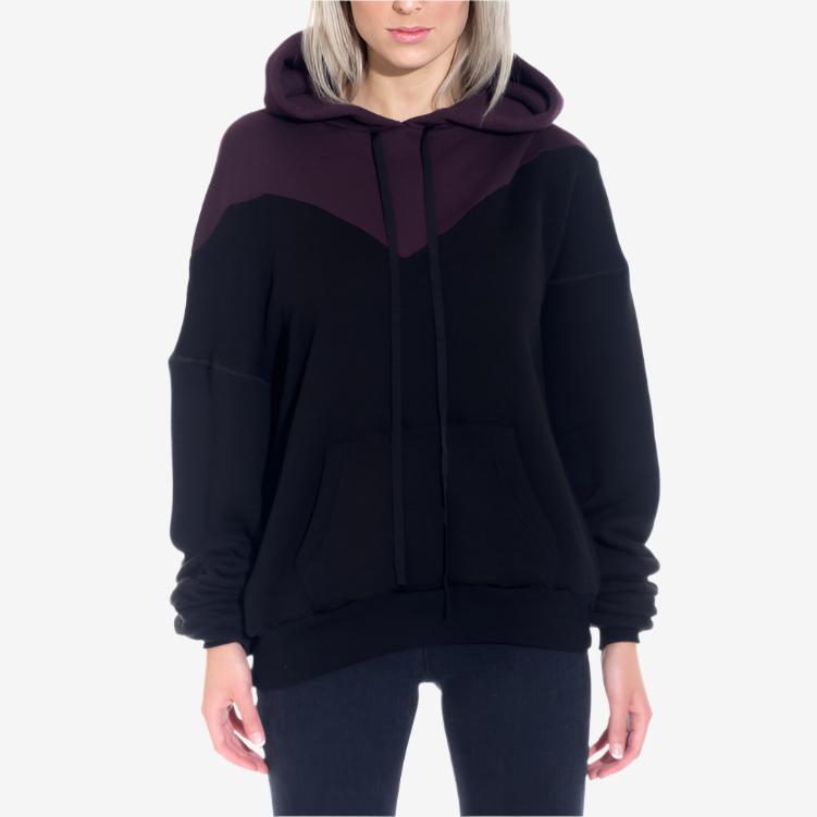 Unravel Womens Cashmere Blend Hybrid Hoody Black - 1