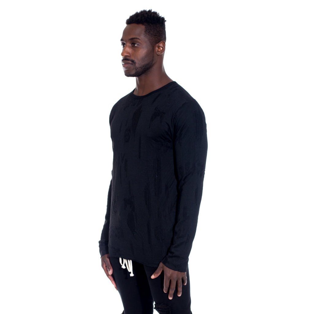 Roar Guns Peace Burnout Long Sleeve Tee Black - 3