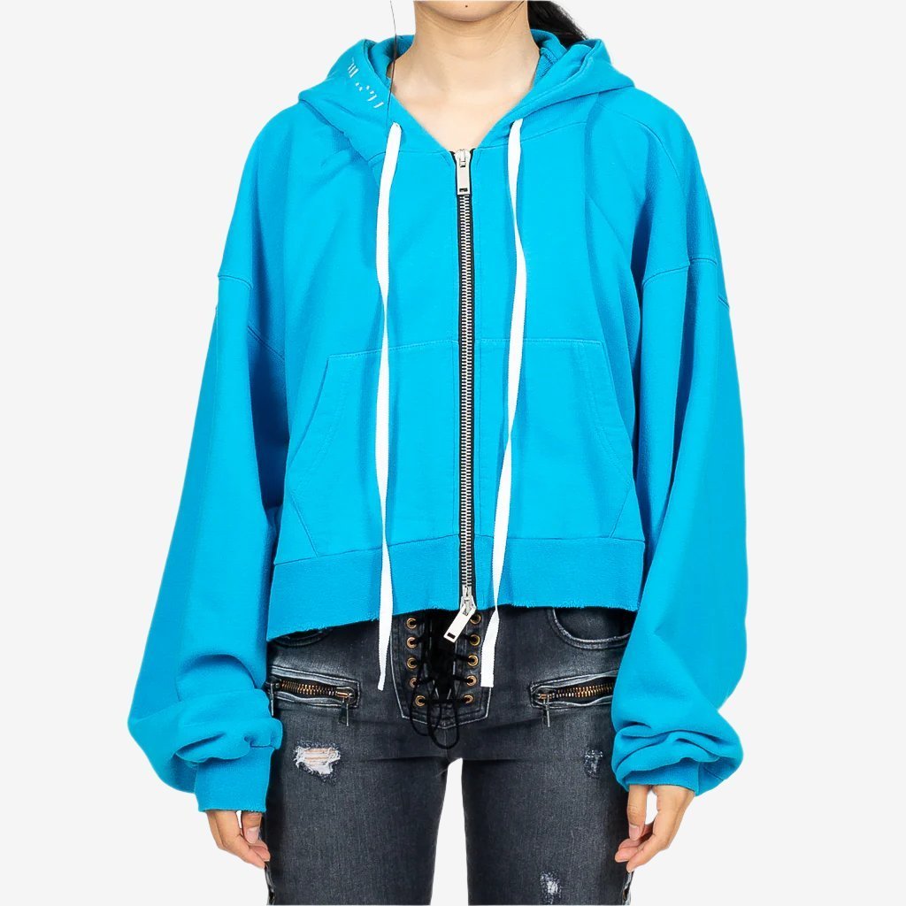Unravel Chopped Zip Hoody Blue - 1