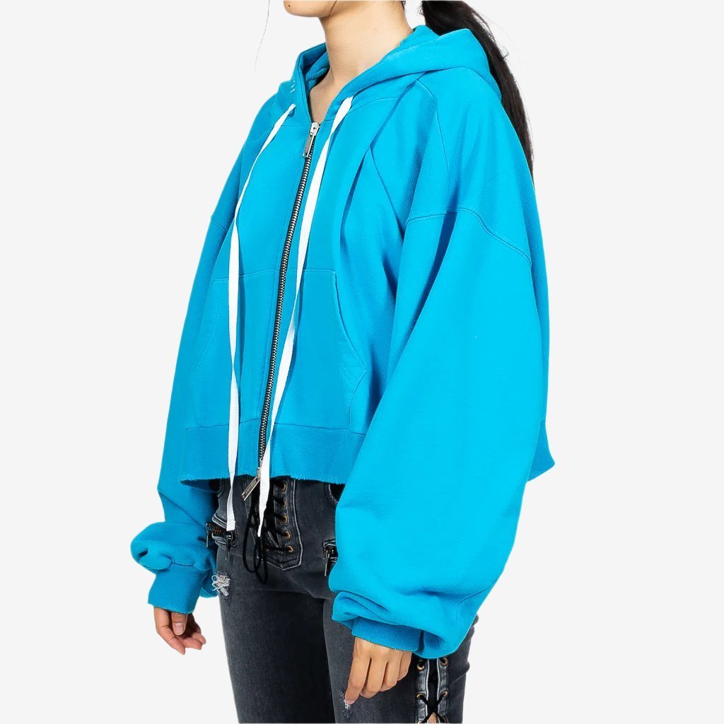 Unravel Chopped Zip Hoody Blue - 3