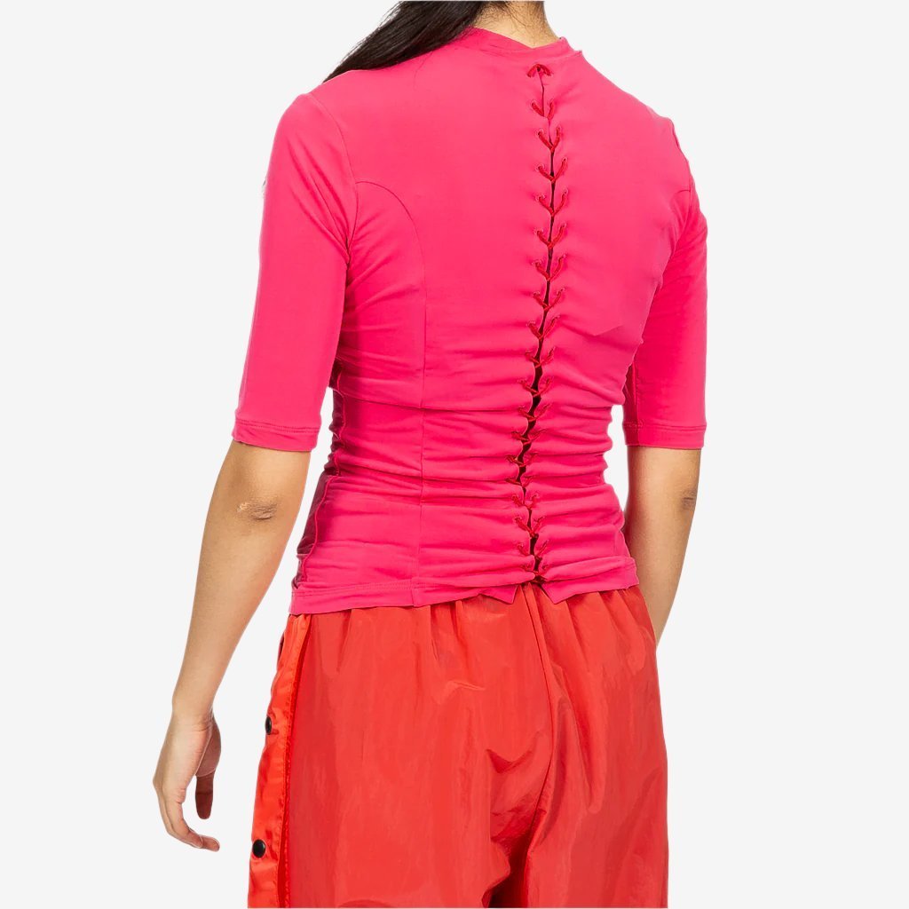 Unravel Womens Stocking Lace Up Top Fuchsia - 2