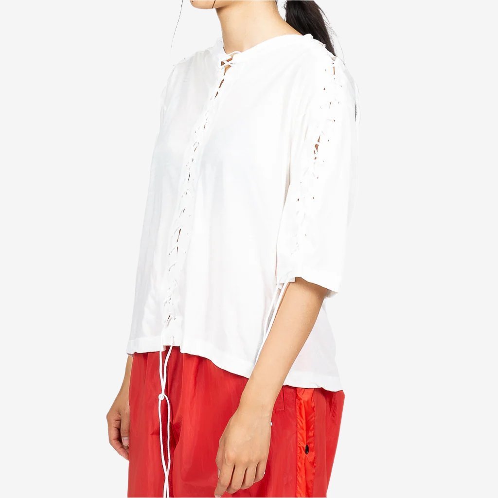 Unravel Womens Lace Up Oversize Tee White - 3