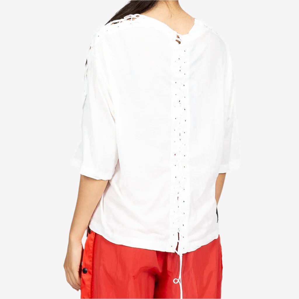 Unravel Womens Lace Up Oversize Tee White - 2