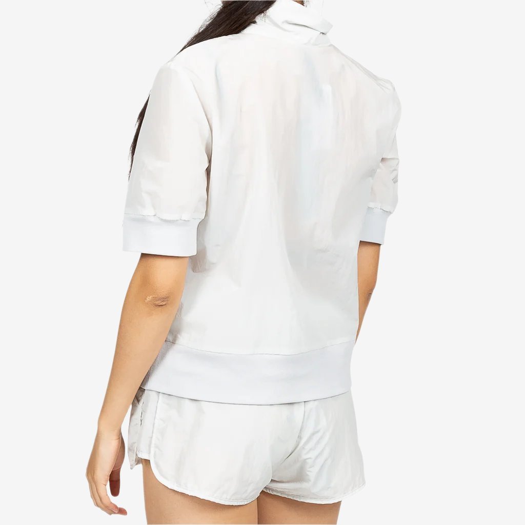 Unravel Womens Nylon Mock Neck Half Zip Light Grey - 2