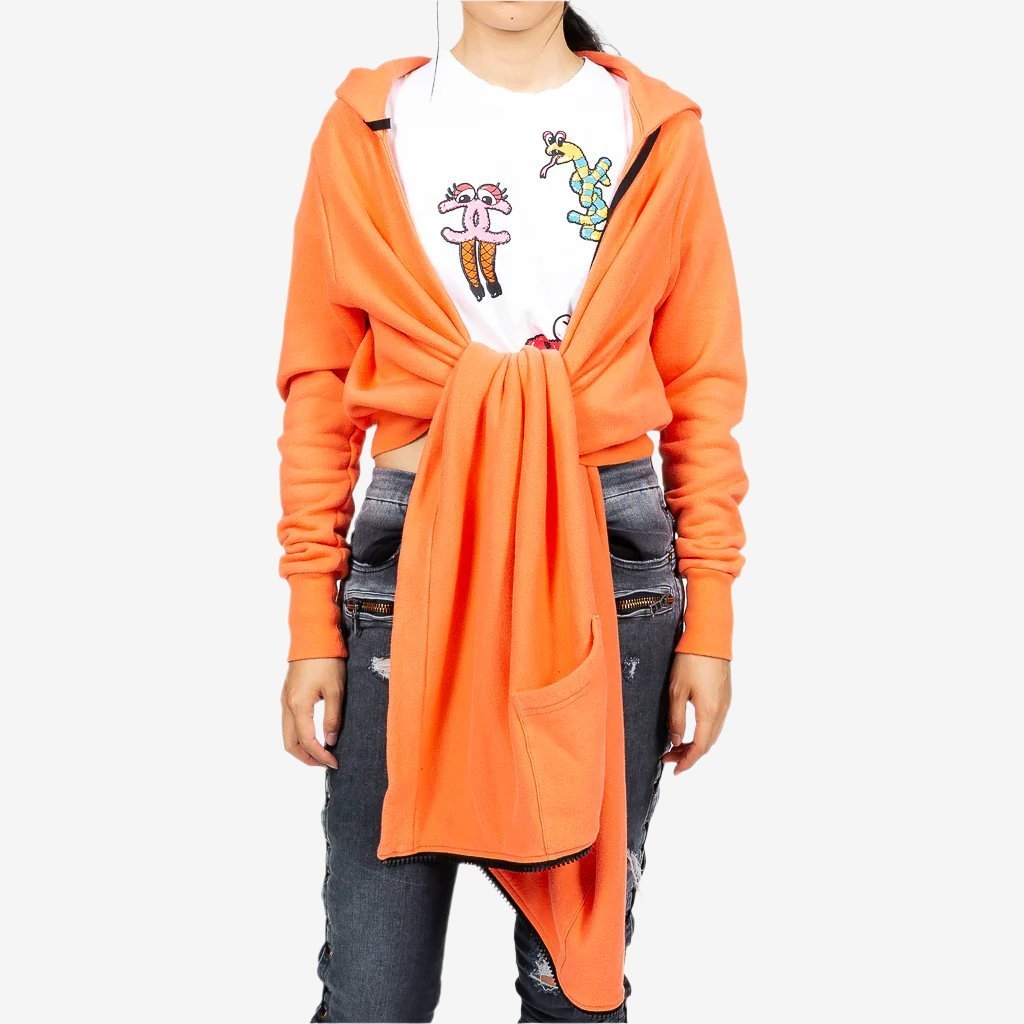 Unravel Womens Drape Hooded Cape Orange - 1