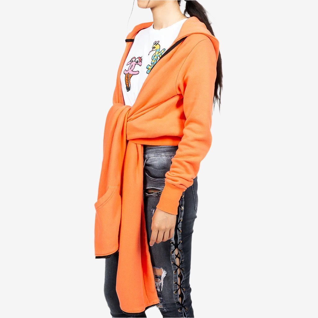Unravel Womens Drape Hooded Cape Orange - 2